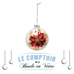 Castorama Boule De Noël En Verre 90 Mm Fleur Rouge