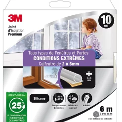 Castorama Joint Adhésif Porte Et Fenêtre Conditions Extrêmes 3M Premium 2 à 6 Mm Transparent L.6 M