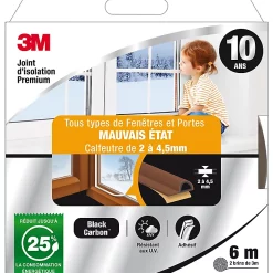 Castorama Joint Adhésif Porte Et Fenêtre Mauvais état 3M Premium 2 à 4,5 Mm Marron L.6 M