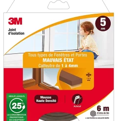 Castorama Joint Mousse Porte Et Fenêtre Mauvais état 3M Classique 1 à 4 Mm Marron L.6 M