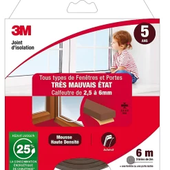 Castorama Joint Mousse Porte Et Fenêtre Très Mauvais état 3M Classique 2,5 à 6 Mm Marron L.6 M